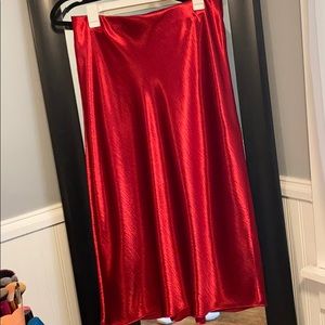 Red satin skirt